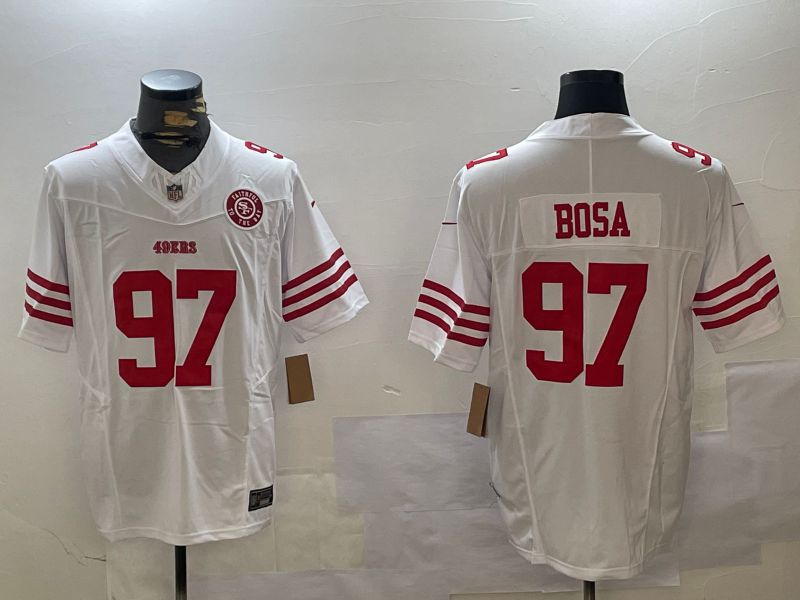 Men San Francisco 49ers #97 Bosa White three generations 2024 Nike Limited NFL Jersey style 3->->